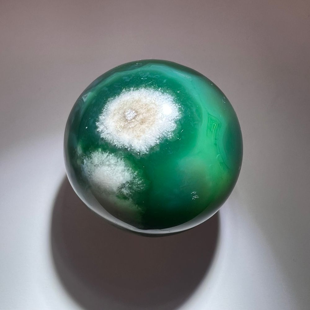 Green Flower Agate Crystal Sphere - Picture 5 of 11